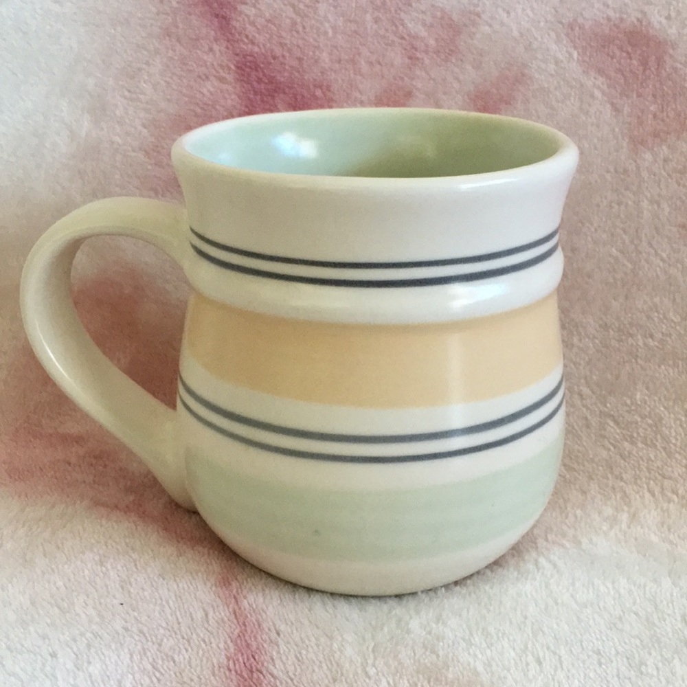 Pfaltzgraff Autumn Stripped Ceramic Coffee Mug NWOT 12 oz capacity
